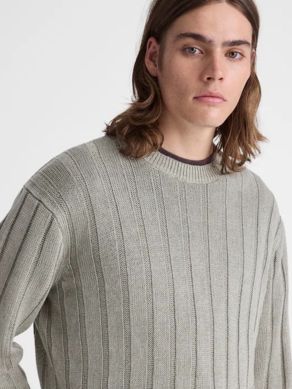 Madewell Crewneck Sweater in DuneRib Linen in Light Sage Size M $138 0A063 - Picture 5 of 10